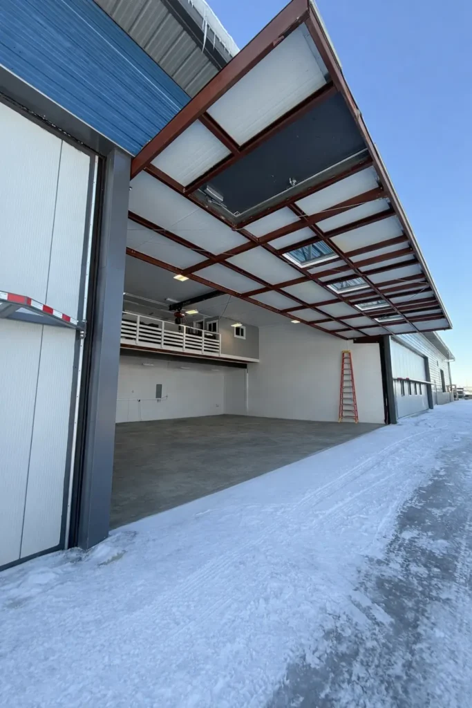 An inside view of the Hangar spac for lease at Alaskan Aircraft Engines on Merill Field